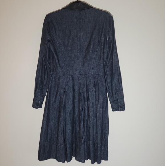 Ralph Lauren Denim Dress w Leather Collar Size 6 - Picture 2 of 3
